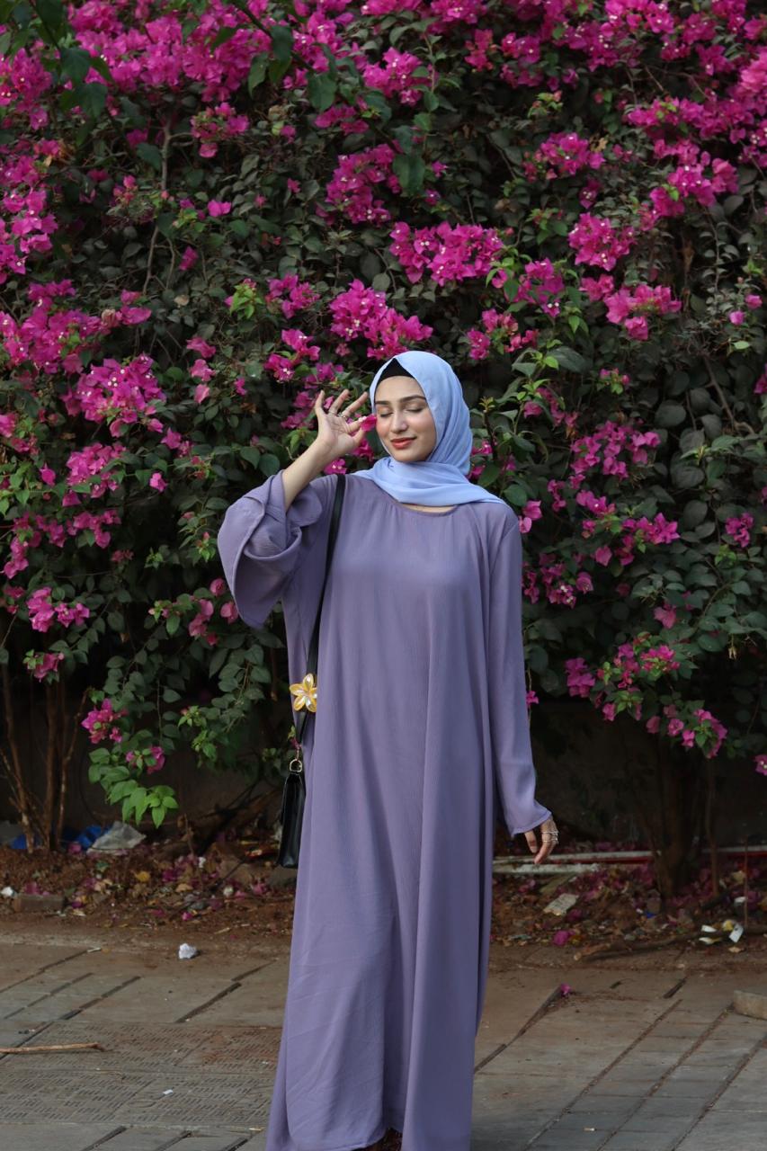 Classic cutwork Abaya - faded purple (hijab not included)