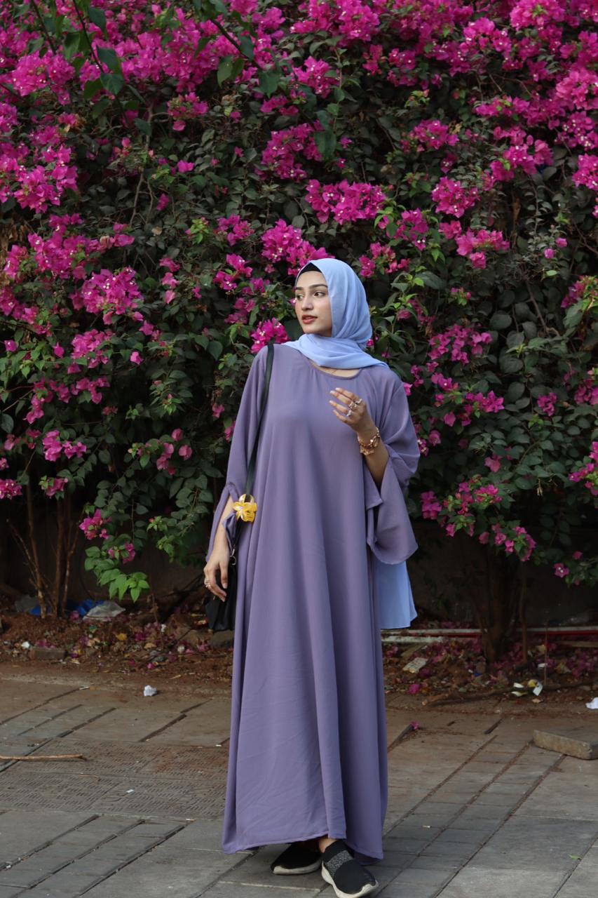 Classic cutwork Abaya - faded purple (hijab not included)