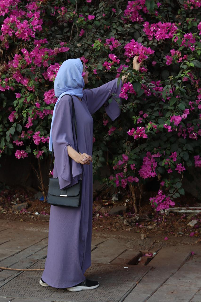 Classic cutwork Abaya - faded purple (hijab not included)