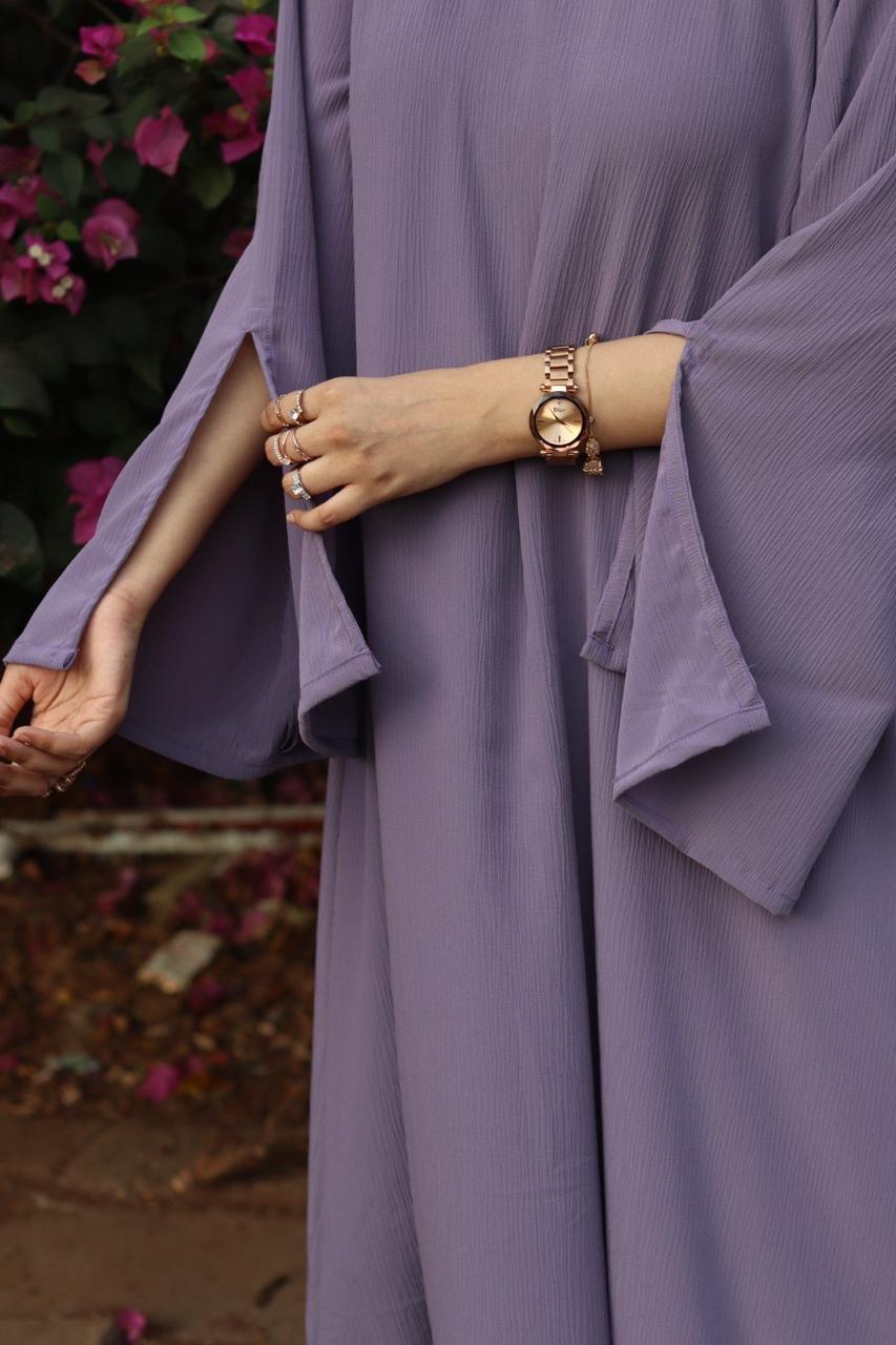 Classic cutwork Abaya - faded purple (hijab not included)