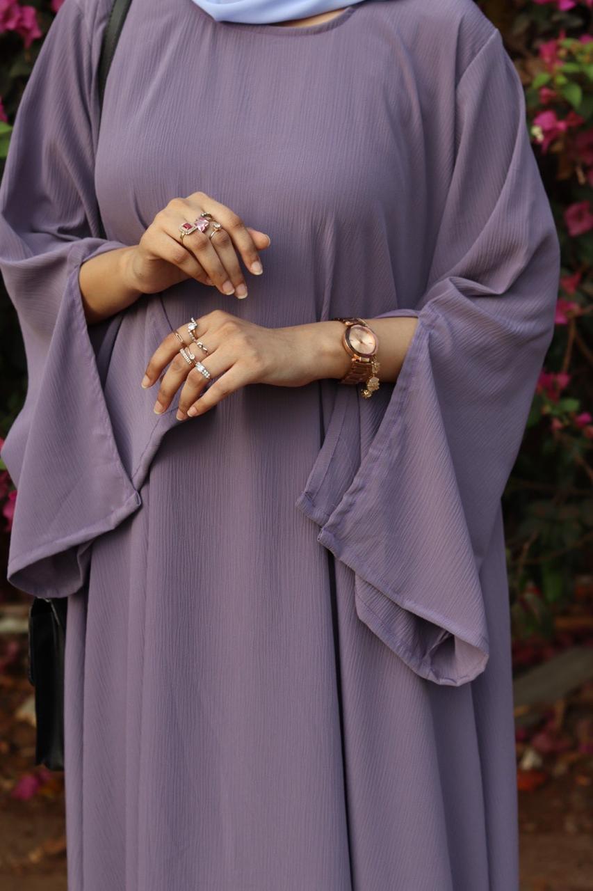 Classic cutwork Abaya - faded purple (hijab not included)