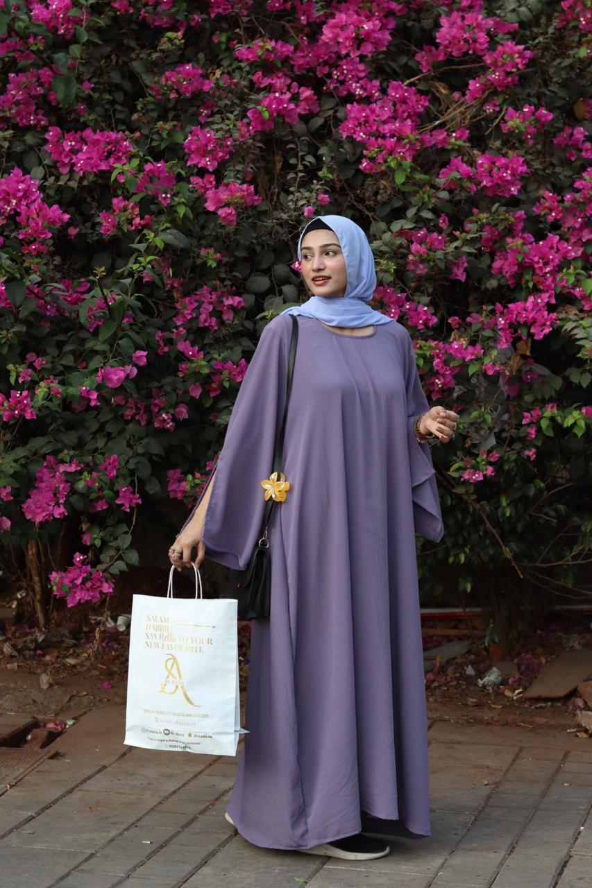 Classic cutwork Abaya - faded purple (hijab not included)