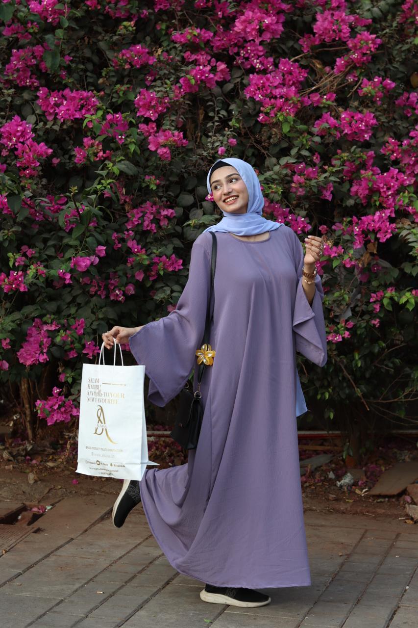Classic cutwork Abaya - faded purple (hijab not included)