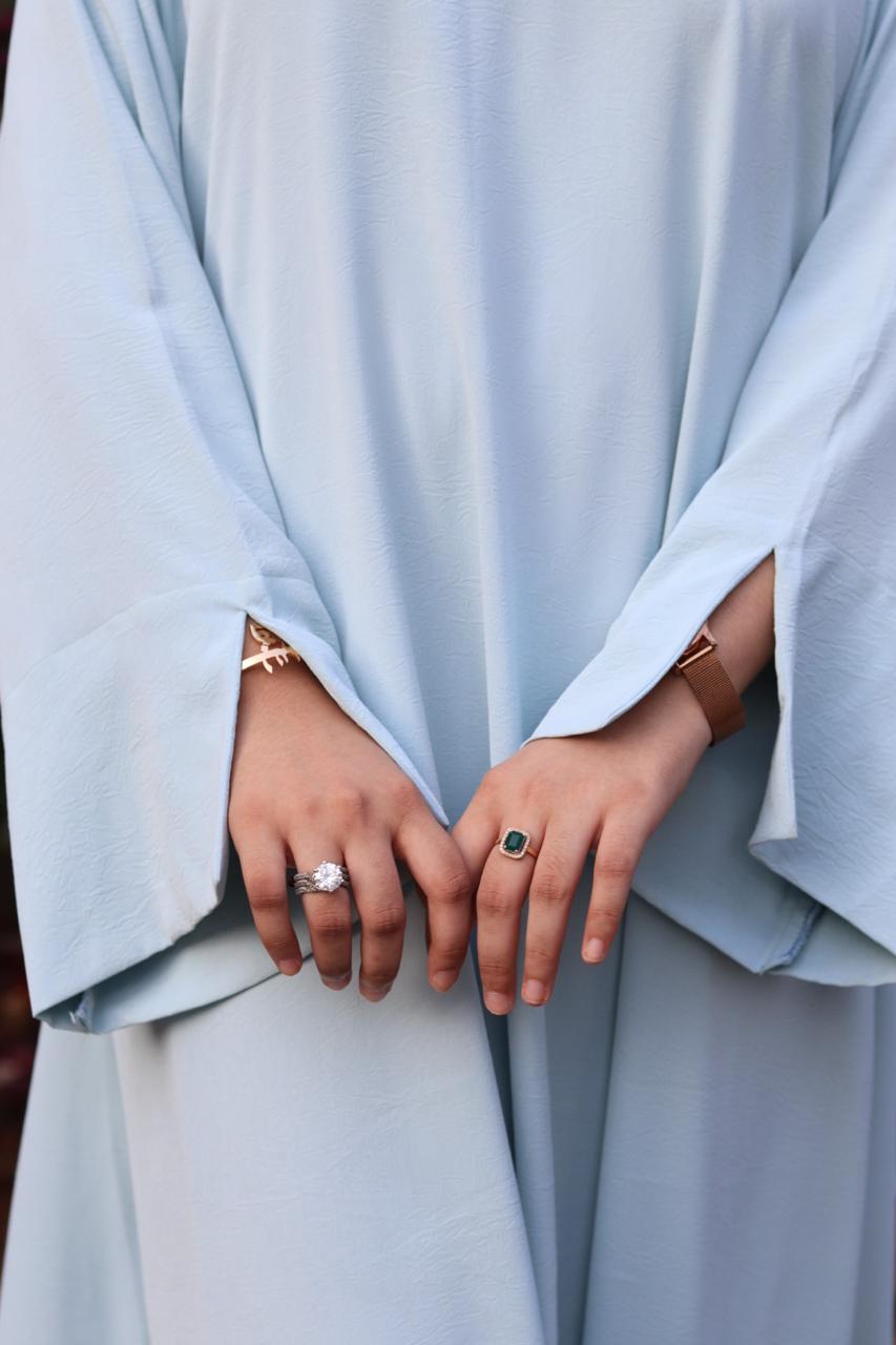 Classic cutwork Abaya - Ice Blue (hijab not included)