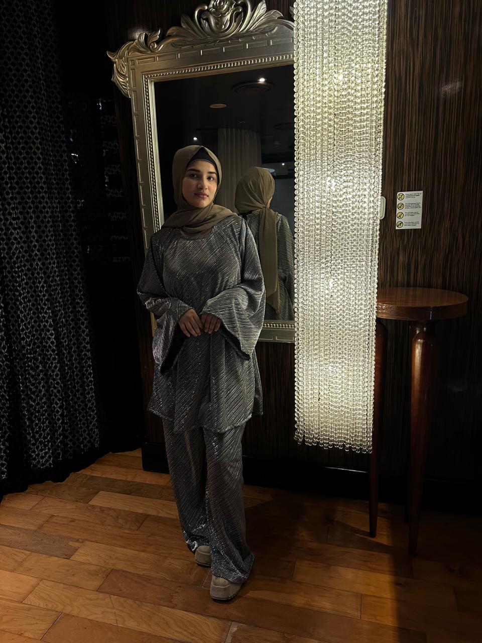 Grey Shimmer Cord Set