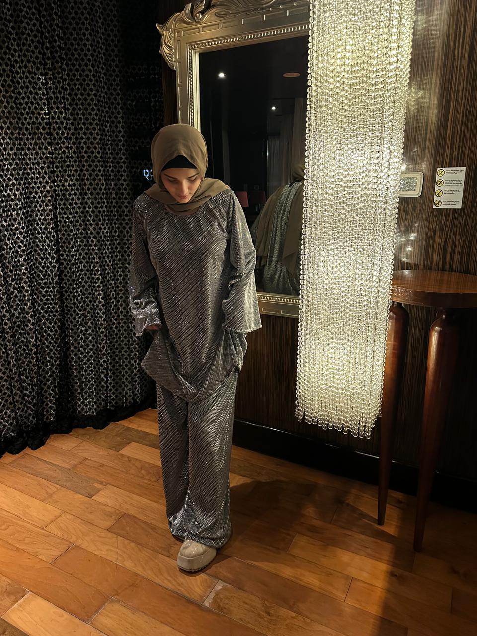 Grey Shimmer Cord Set