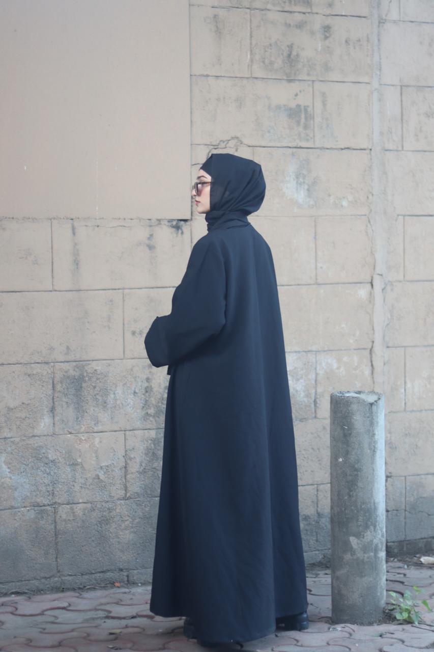 Tie up Coat Abaya -Black (with hijab)