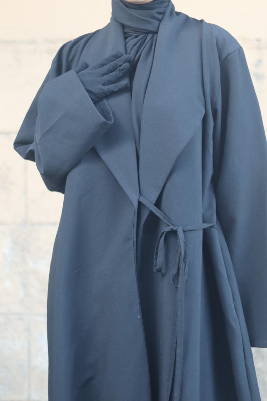 Tie up Coat Abaya -Black (with hijab)