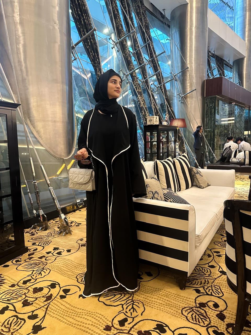 lined 2pc abaya set (with inner slit & hijab)