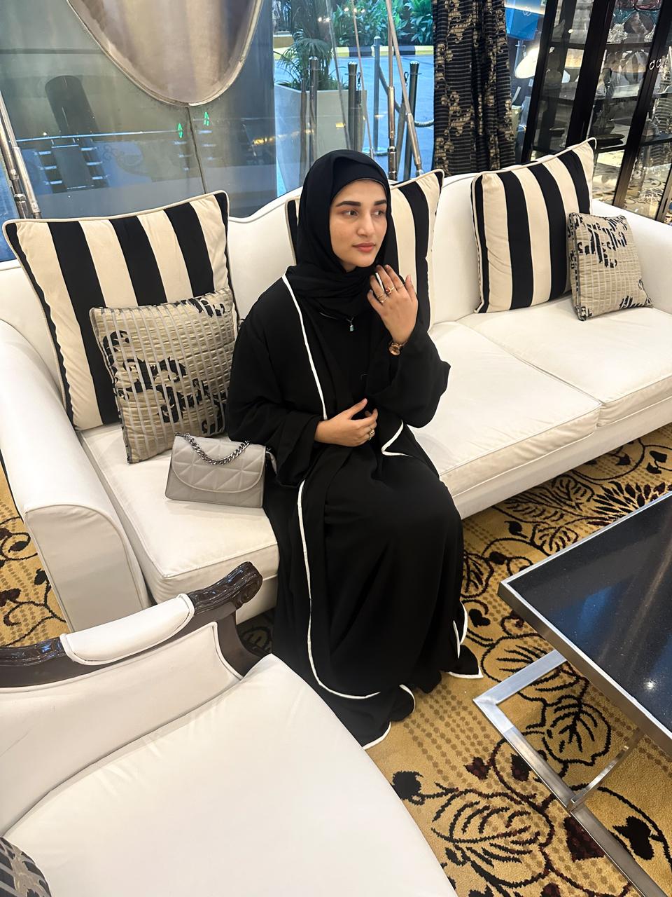 lined 2pc abaya set (with inner slit & hijab)