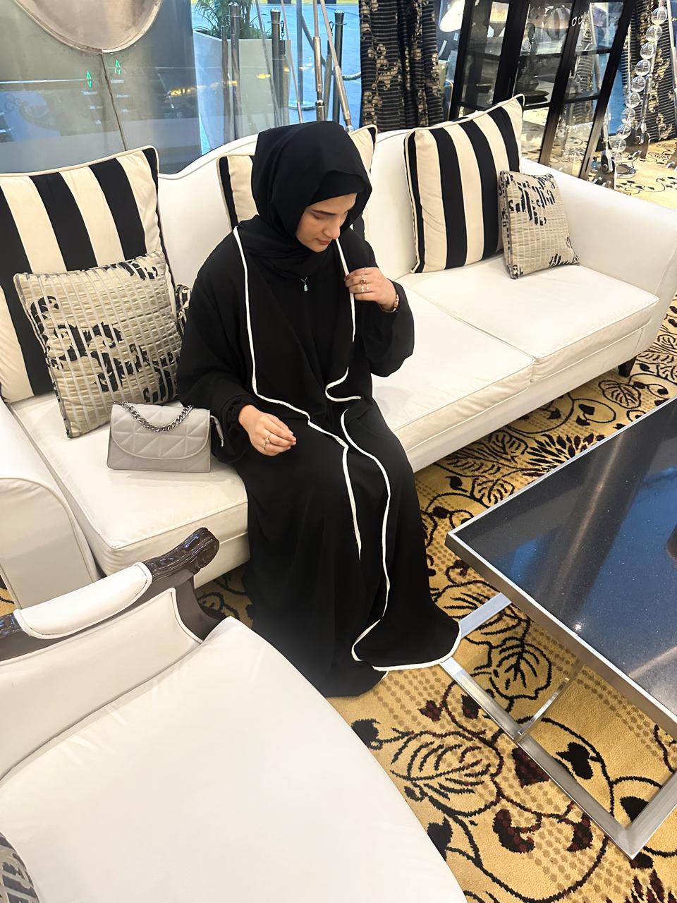 lined 2pc abaya set (with inner slit & hijab)