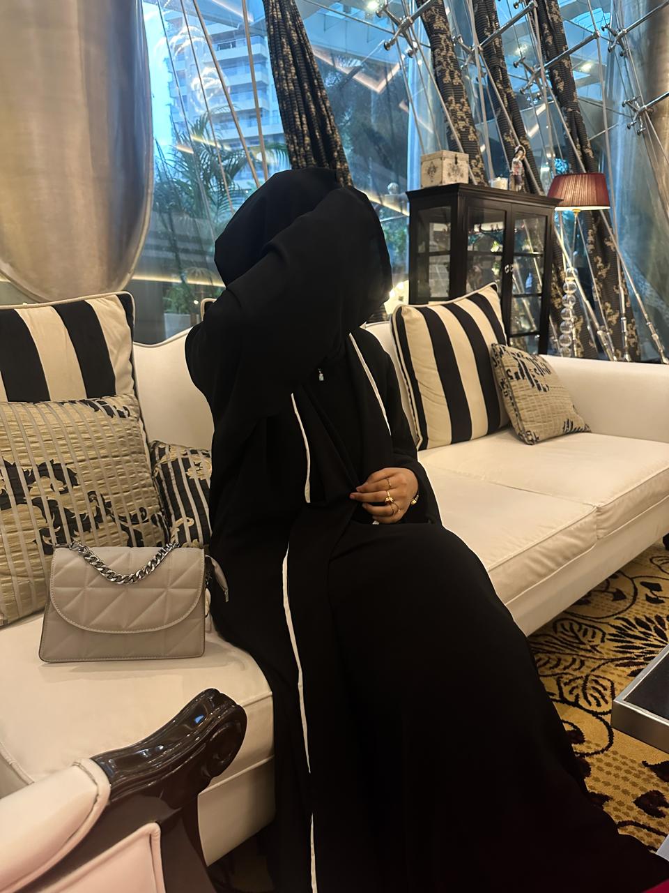 lined 2pc abaya set (with inner slit & hijab)