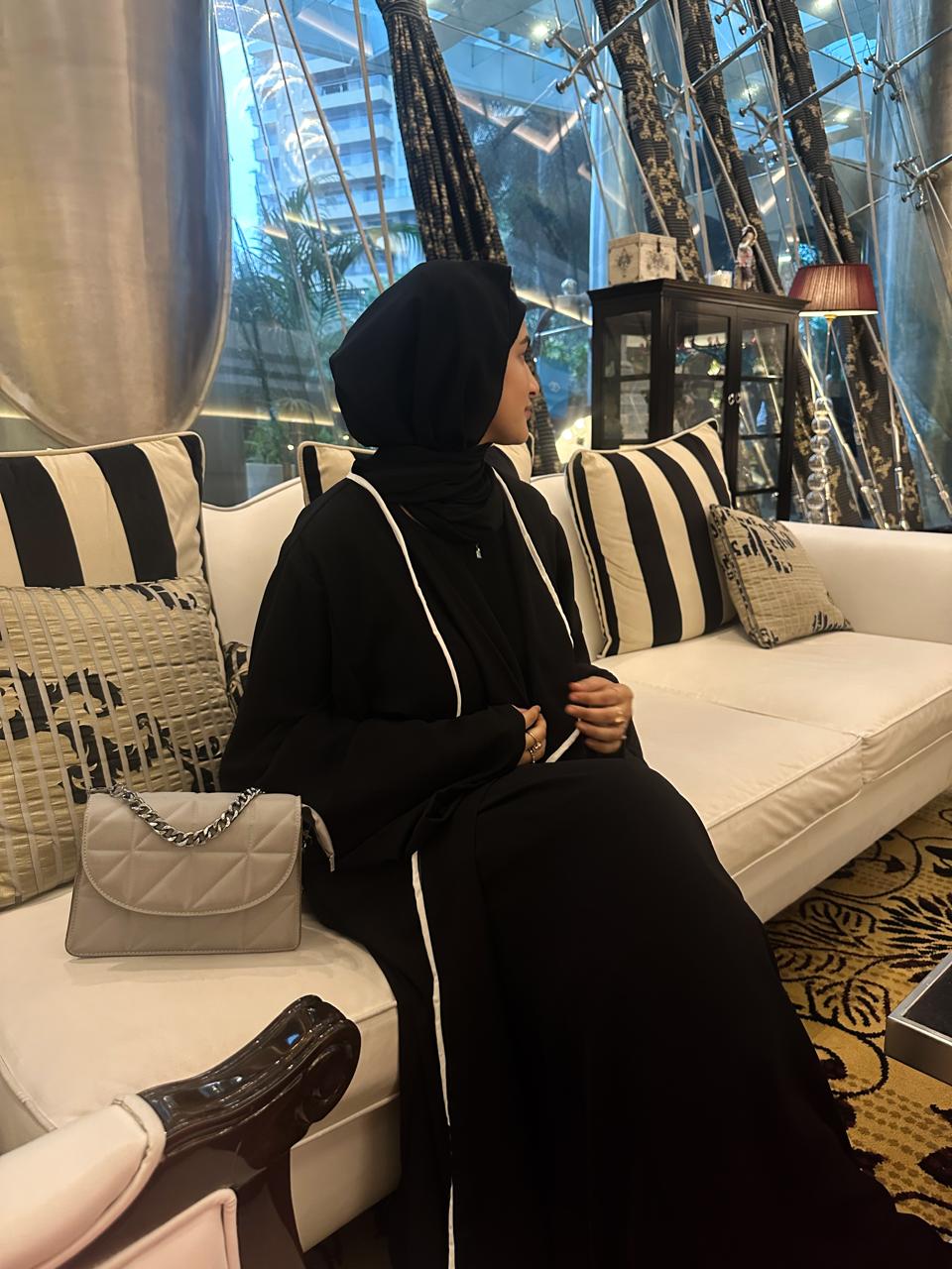 lined 2pc abaya set (with inner slit & hijab)