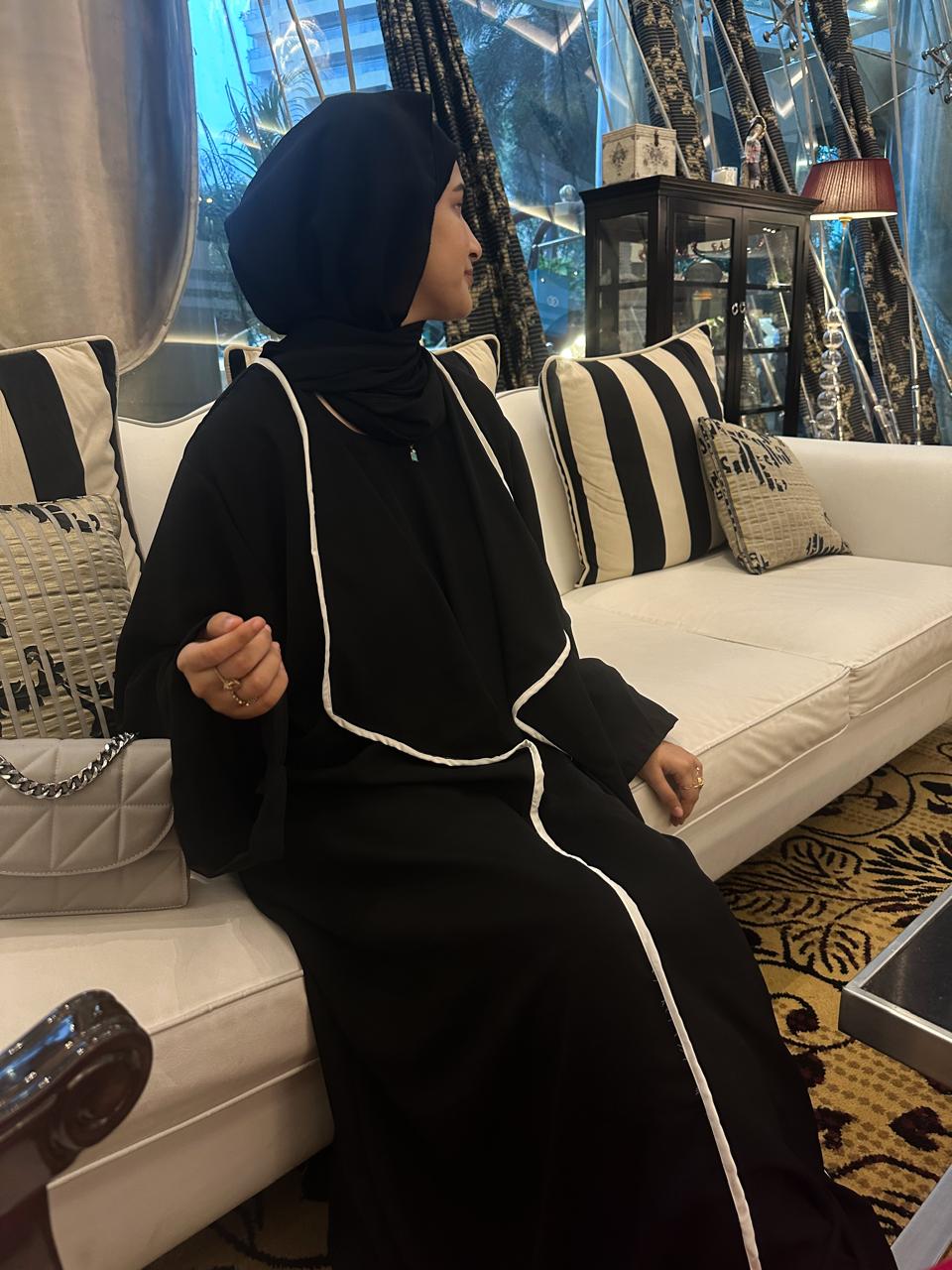 lined 2pc abaya set (with inner slit & hijab)