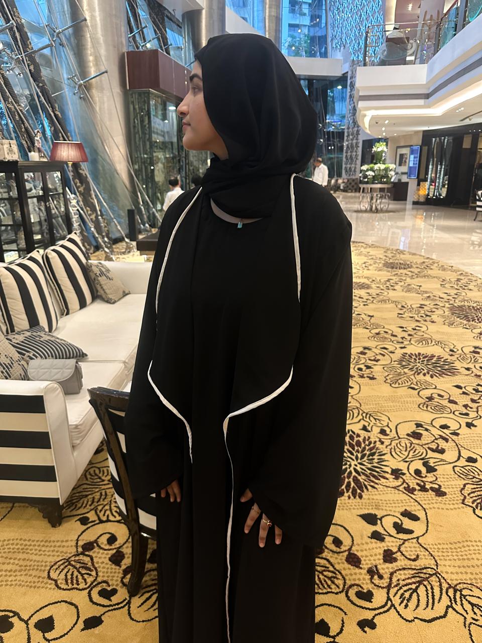 lined 2pc abaya set (with inner slit & hijab)