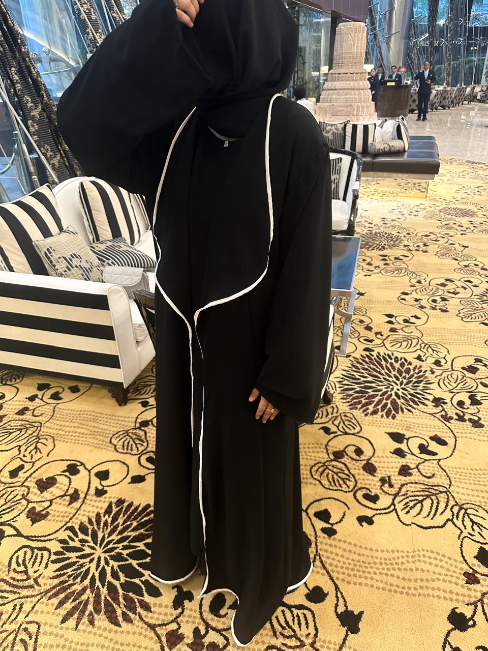 lined 2pc abaya set (with inner slit & hijab)