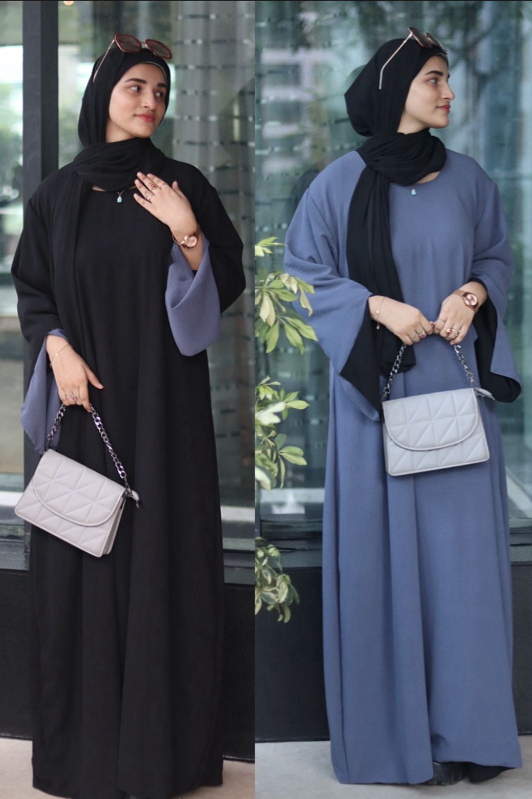 2-in-1 Reversible abaya – Black & Grey