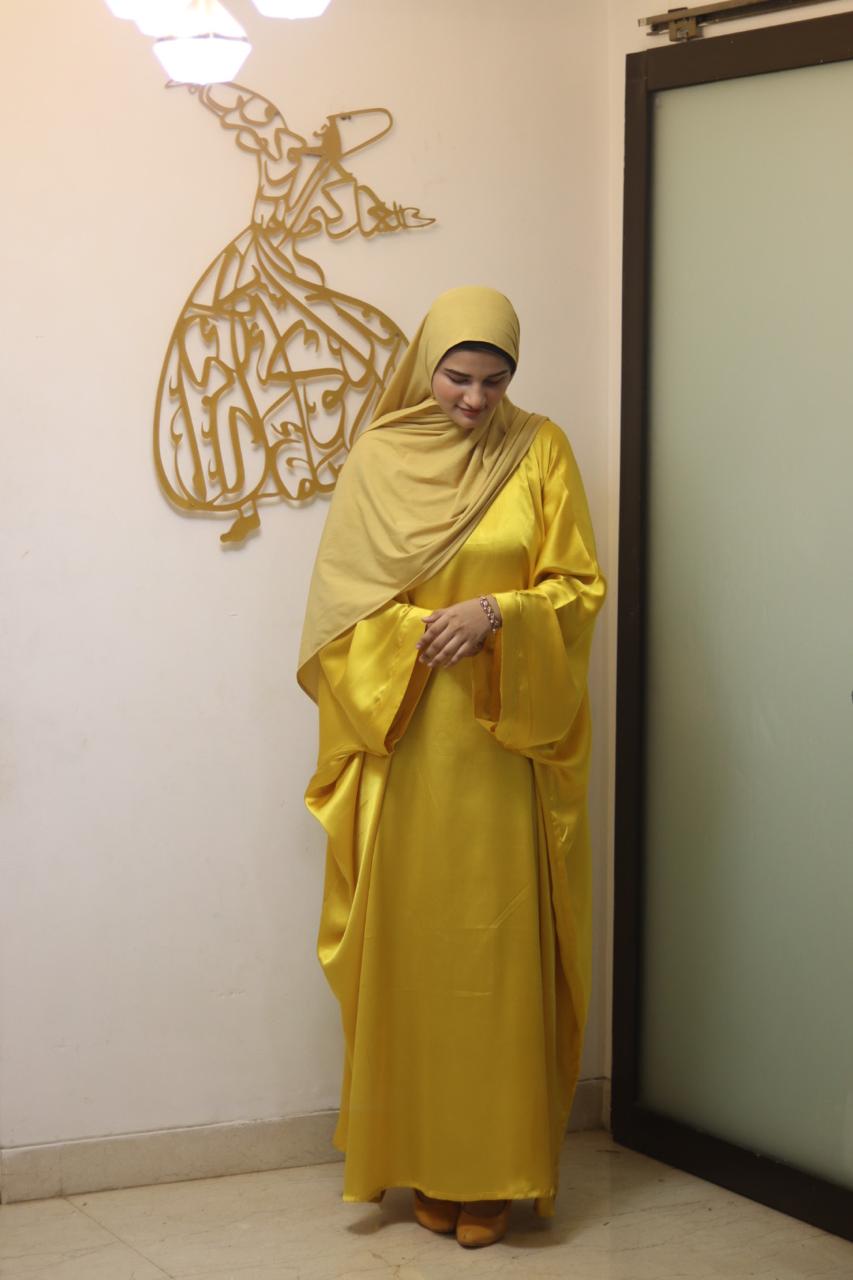 lime Butterfly Abaya with Attached Inner Belt (Hijab not included)