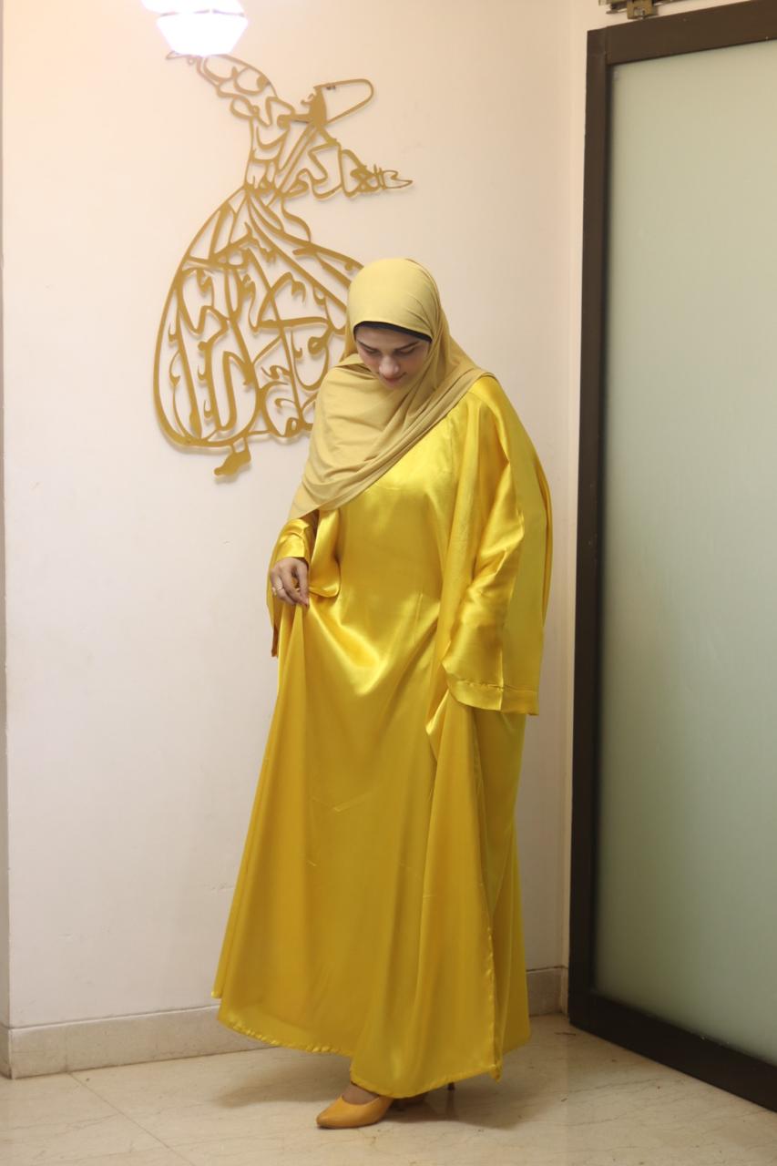 lime Butterfly Abaya with Attached Inner Belt (Hijab not included)