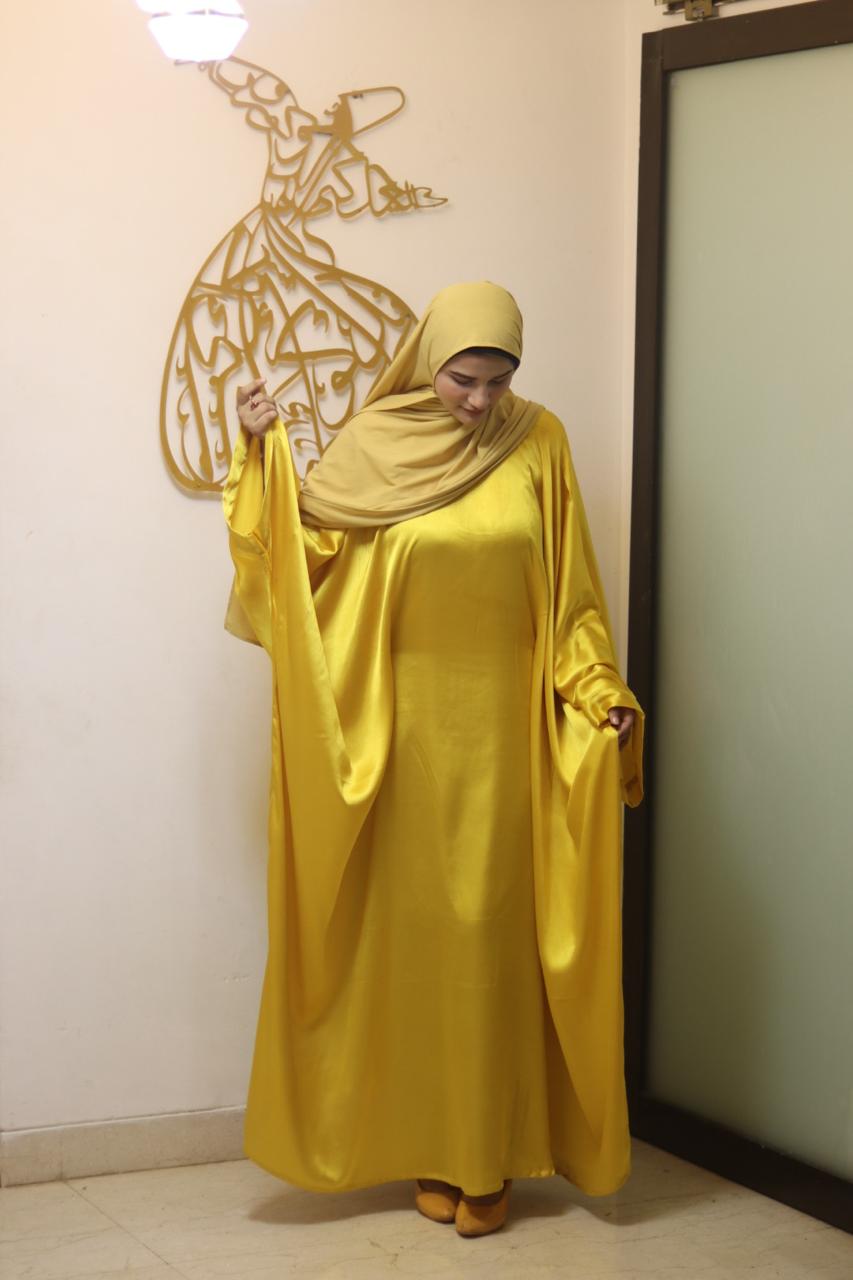 lime Butterfly Abaya with Attached Inner Belt (Hijab not included)