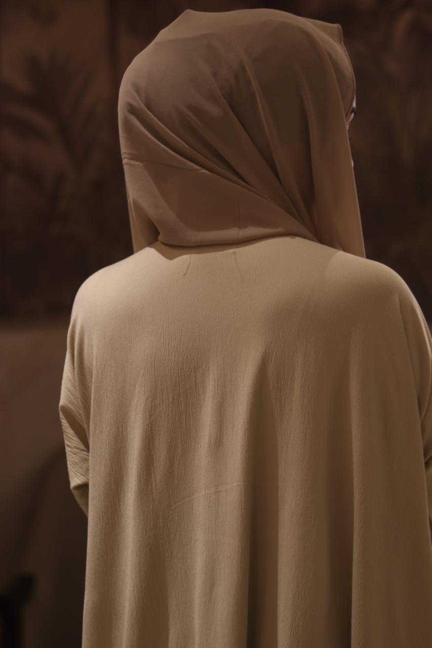 smart abaya - beige (with pockets, zip, button) hijab not included