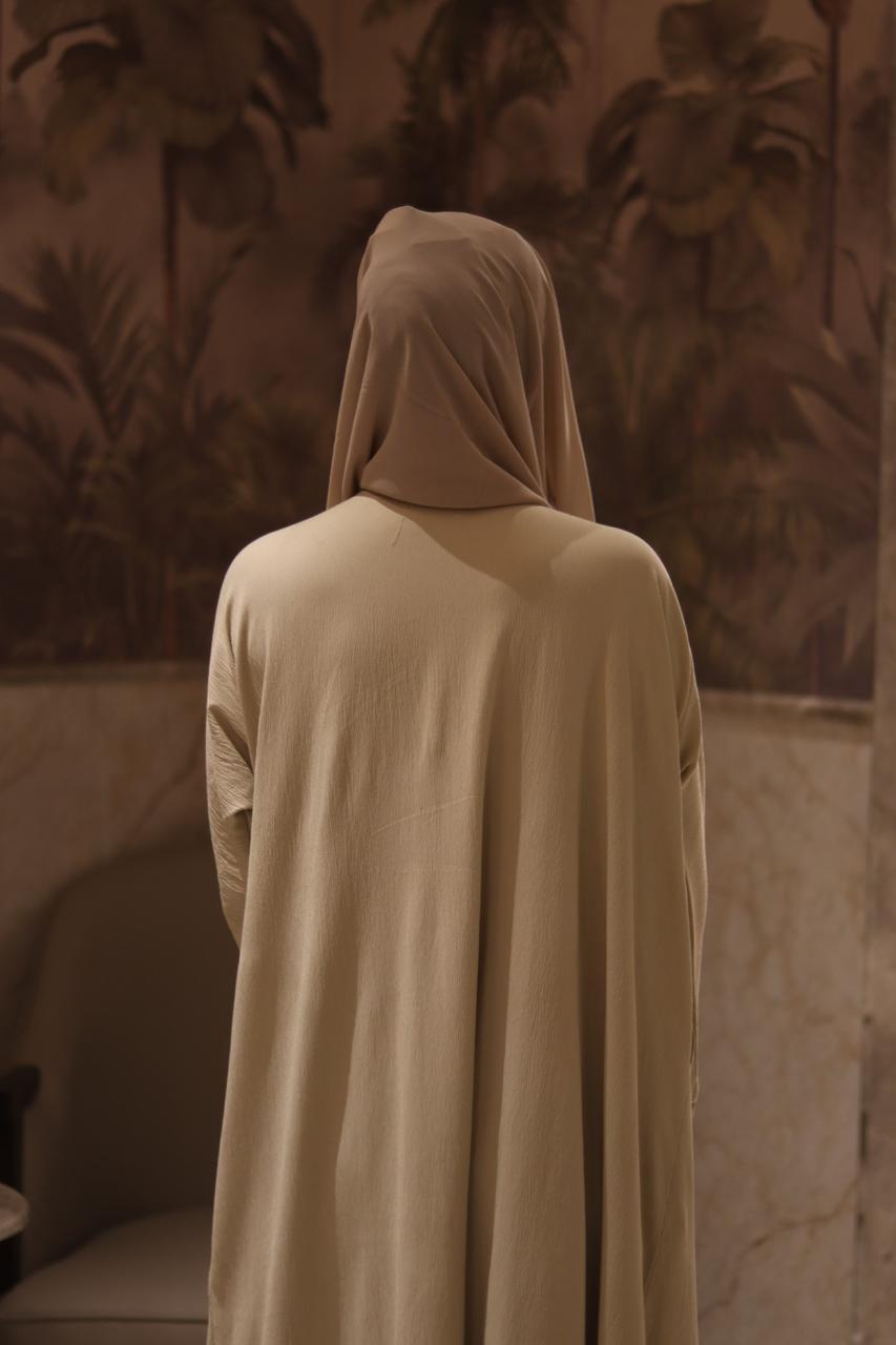 smart abaya - beige (with pockets, zip, button) hijab not included