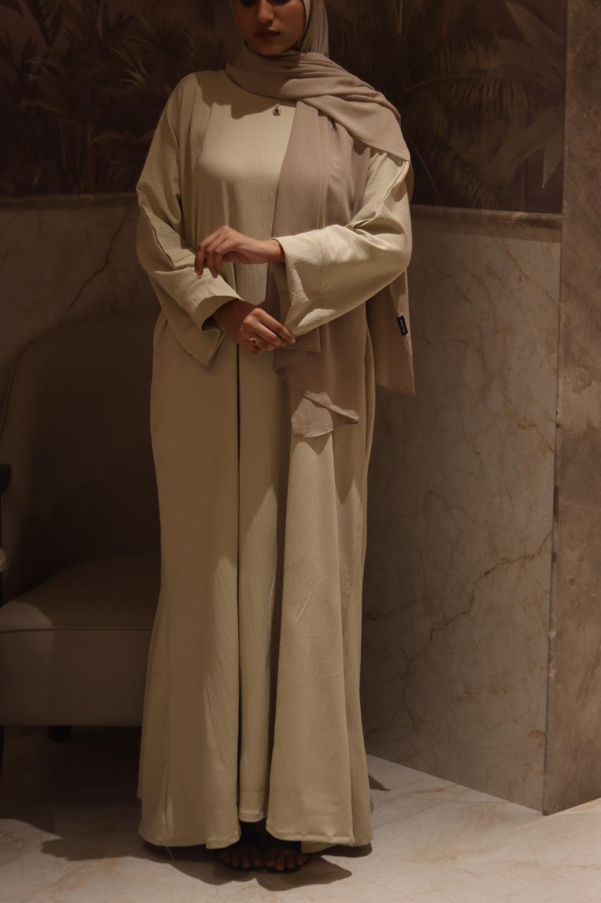 smart abaya - beige (with pockets, zip, button) hijab not included