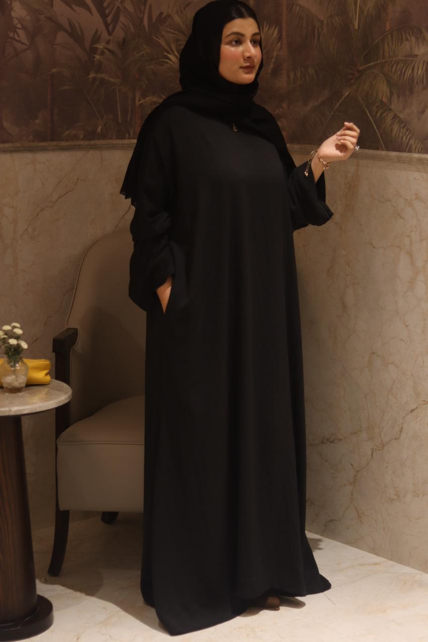 smart abaya - BLACK (with pockets, zip, button) hijab not included