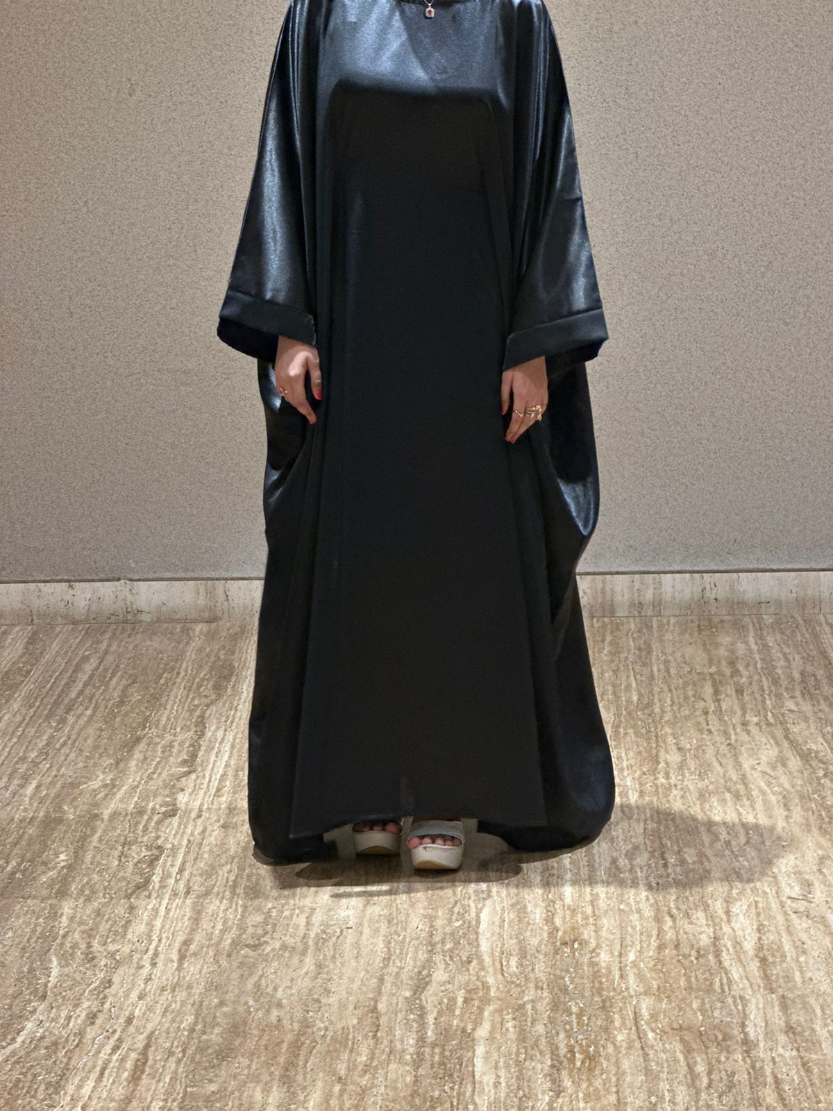 Malika Butterfly Abaya with Attached Inner Belt - Black (Hijab not included)