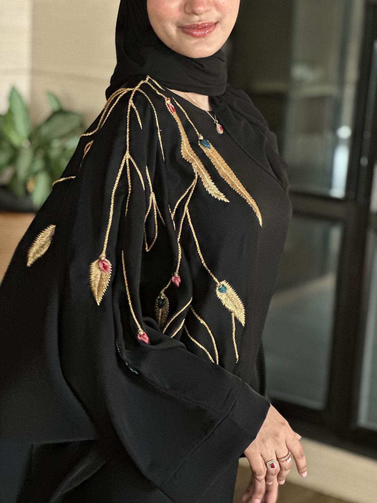 Golden Handwork Kaftan abaya (with hijab)