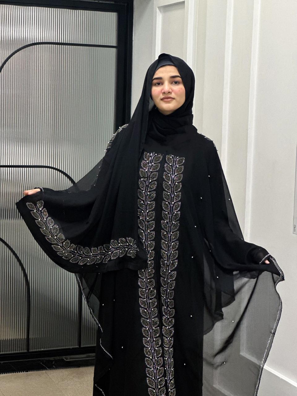 Noorain Stonework Abaya (With Hijab)