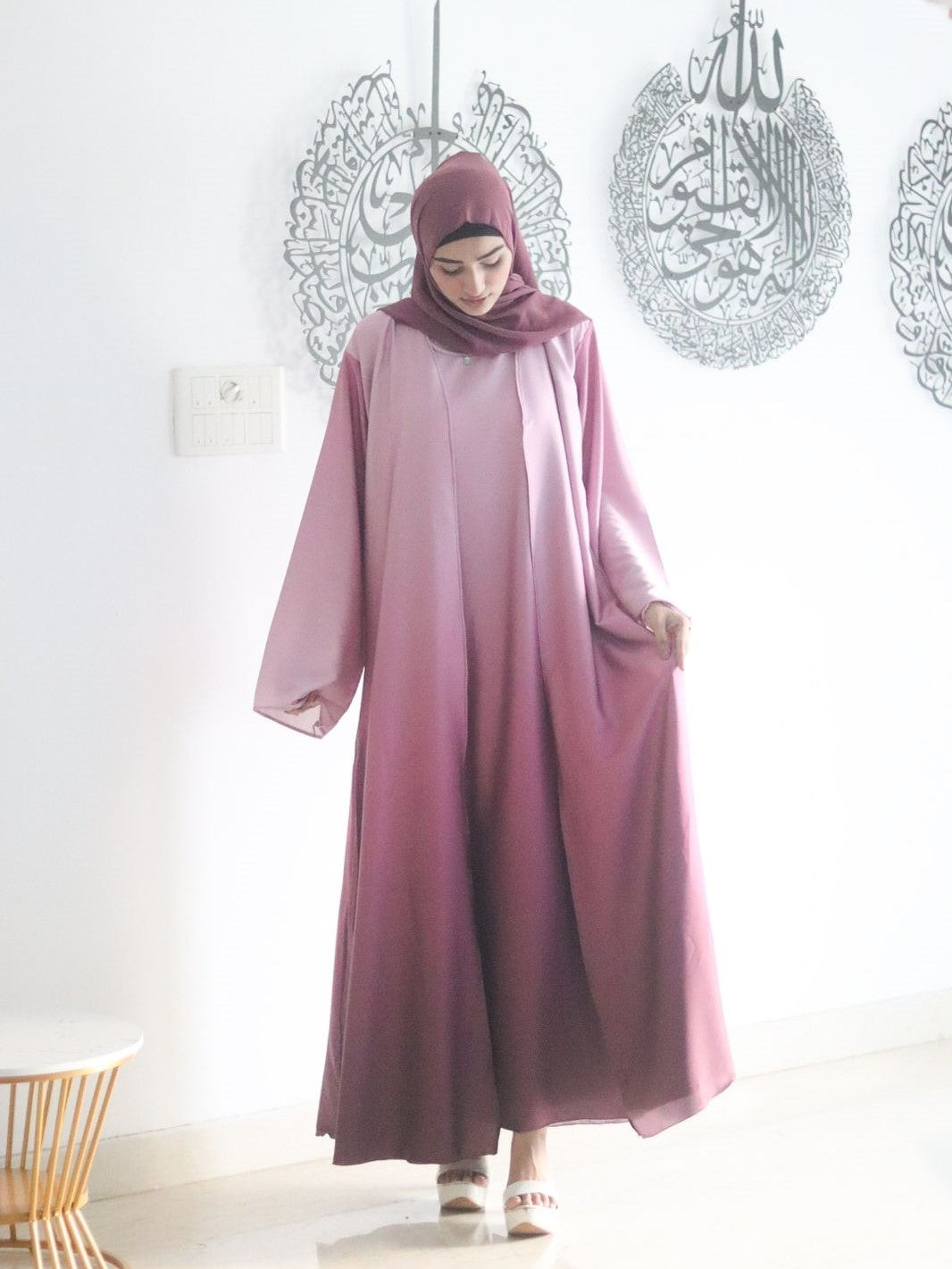 Pink Ombre Abaya (With Matching Hijab)