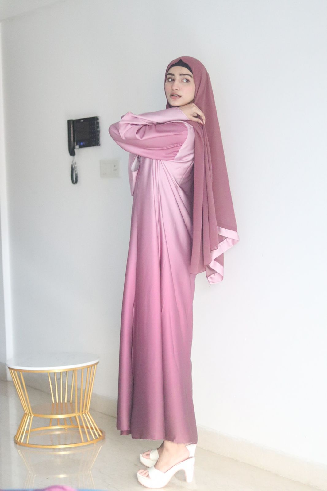 Pink Ombre Abaya (With Matching Hijab)
