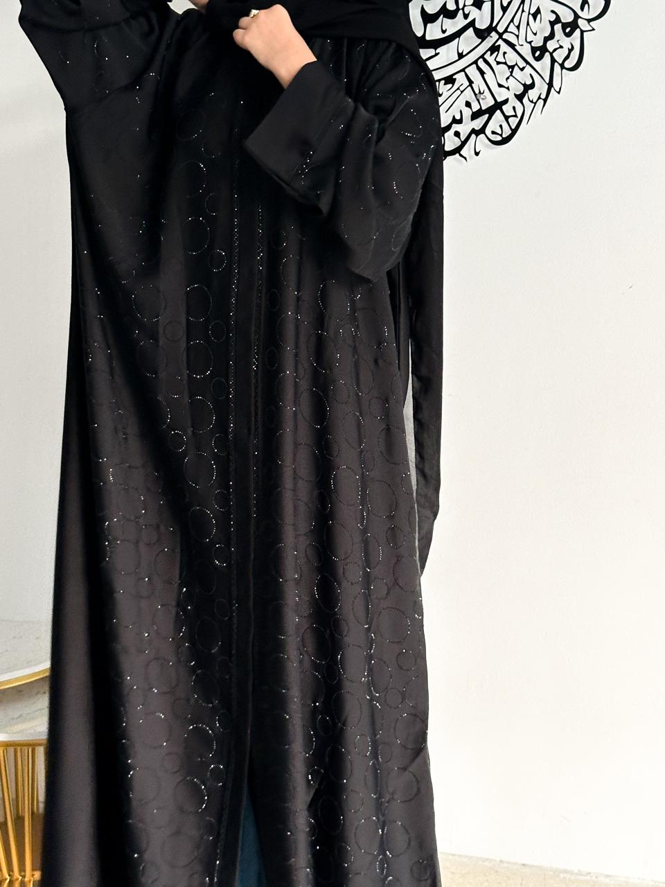 Premium Rhinestone Abaya - Black (With hijab)