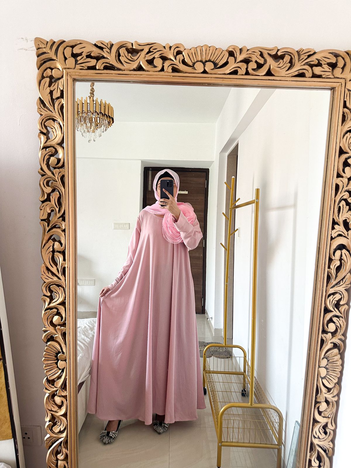 3D Floral Dress -Baby Pink
