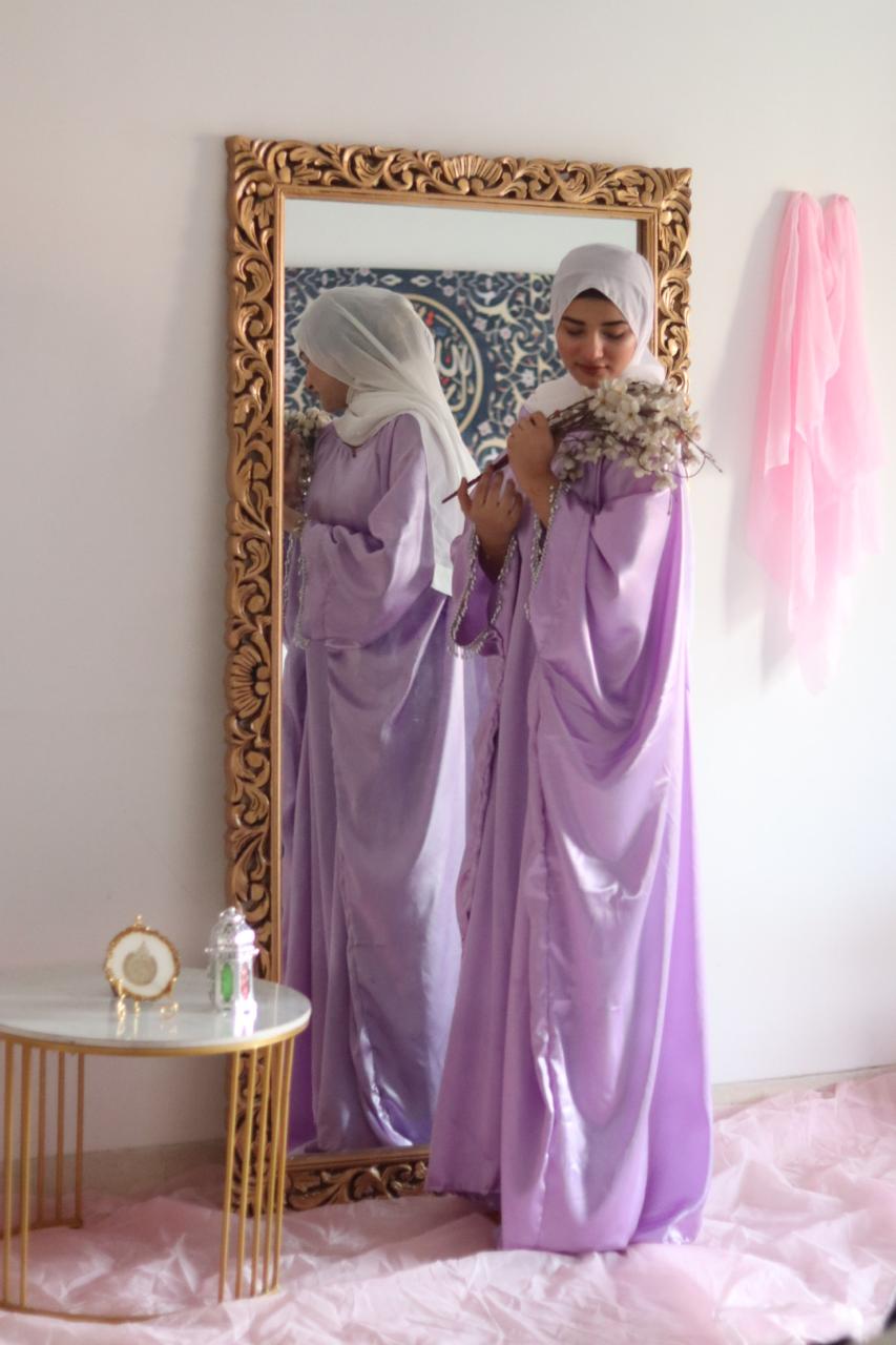 Lilac Butterfly Abaya with Attached Inner Belt (Hijab not included)