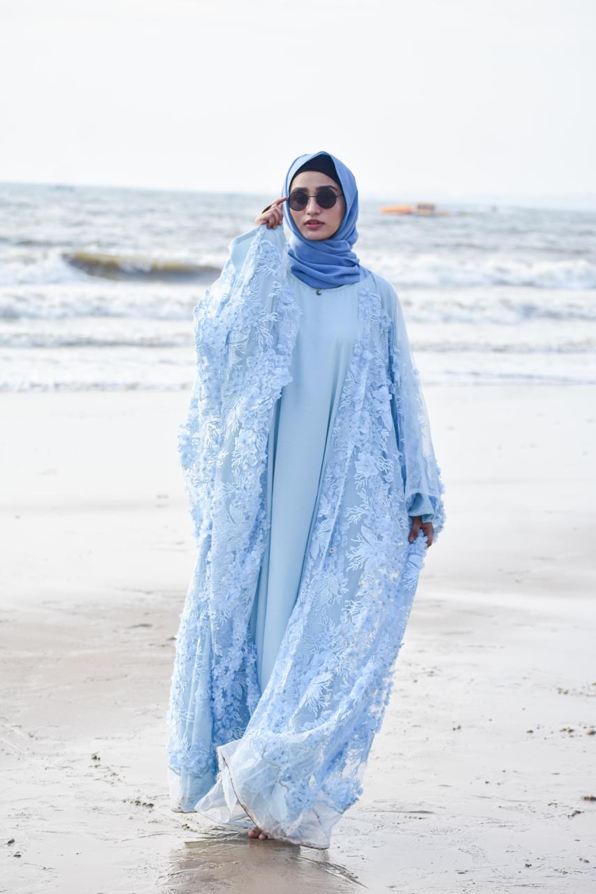 Rare Gems Shrug - baby blue (Inner slit & hijab not included)
