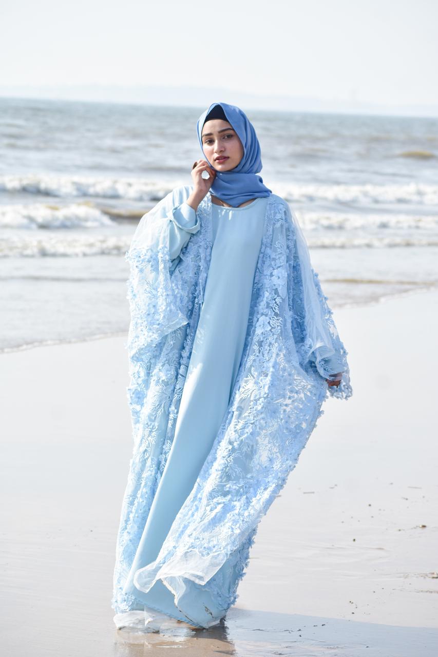 Rare Gems Shrug - baby blue (Inner slit & hijab not included)