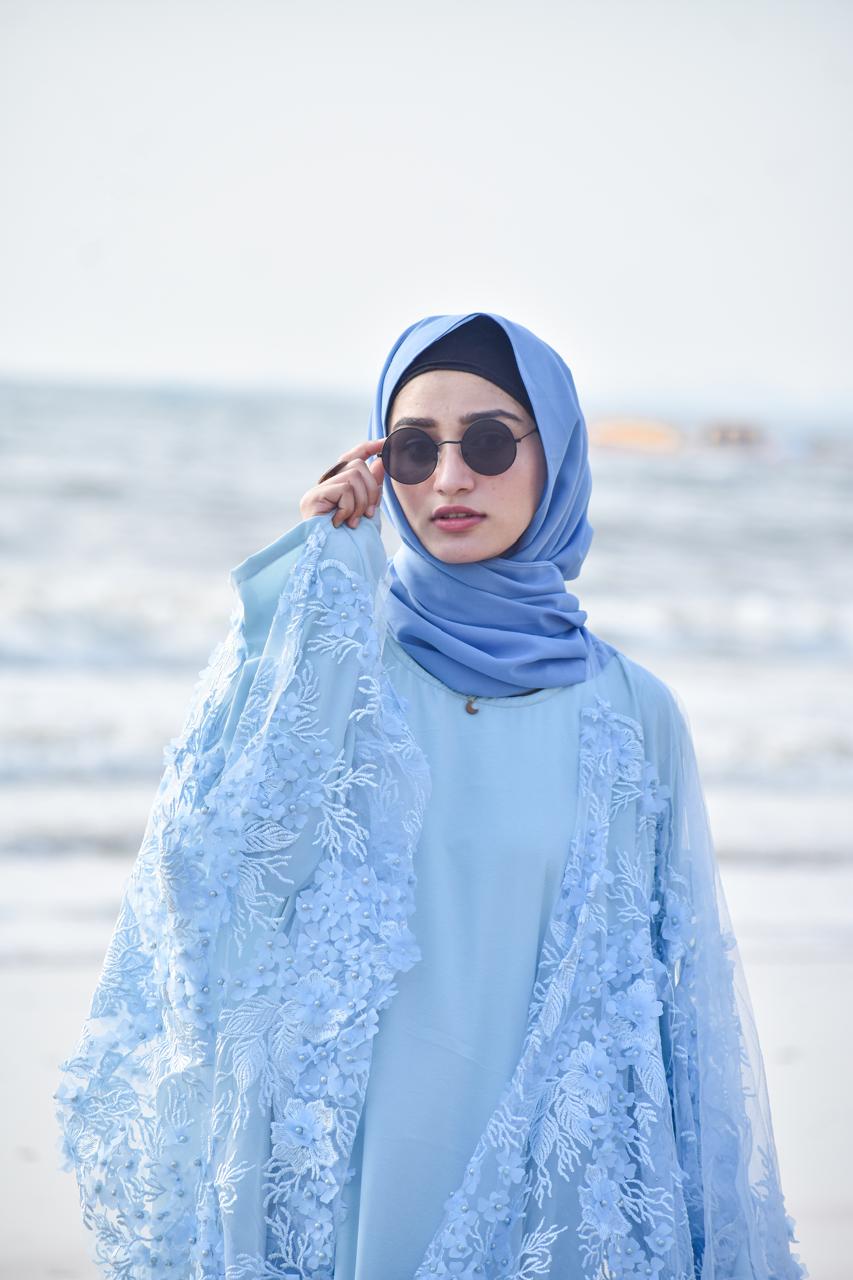 Rare Gems Shrug - baby blue (Inner slit & hijab not included)