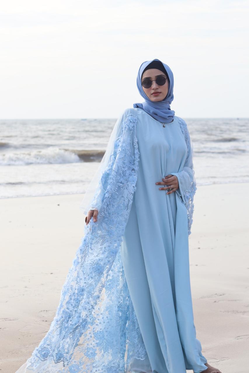 Rare Gems Shrug - baby blue (Inner slit & hijab not included)