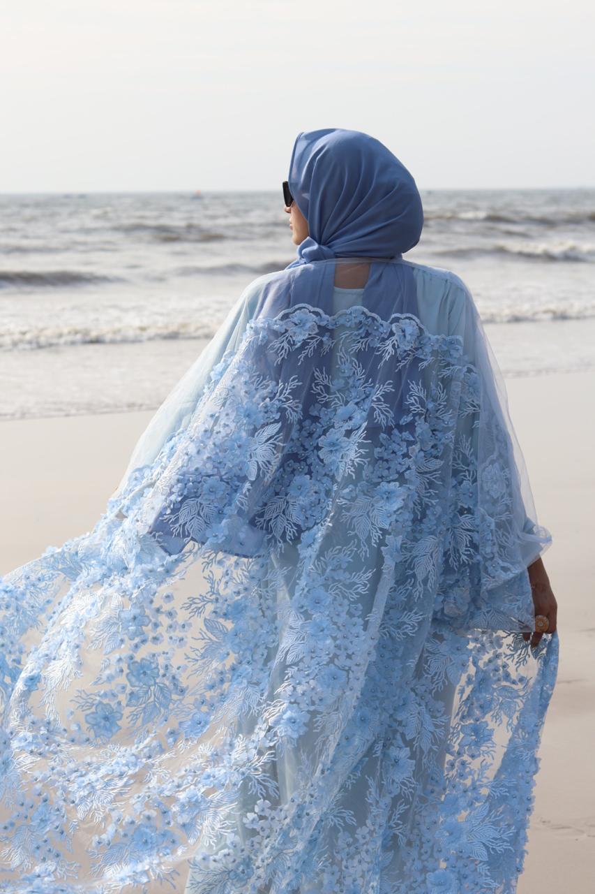 Rare Gems Shrug - baby blue (Inner slit & hijab not included)