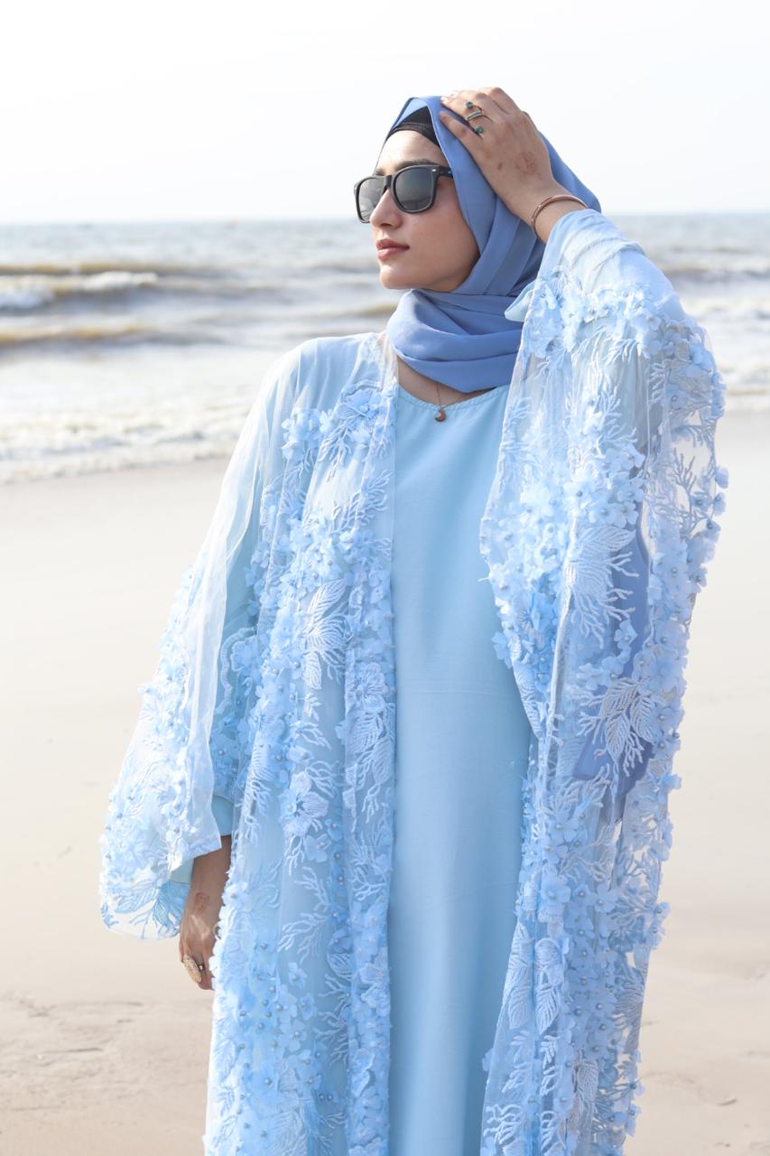 Rare Gems Shrug - baby blue (Inner slit & hijab not included)