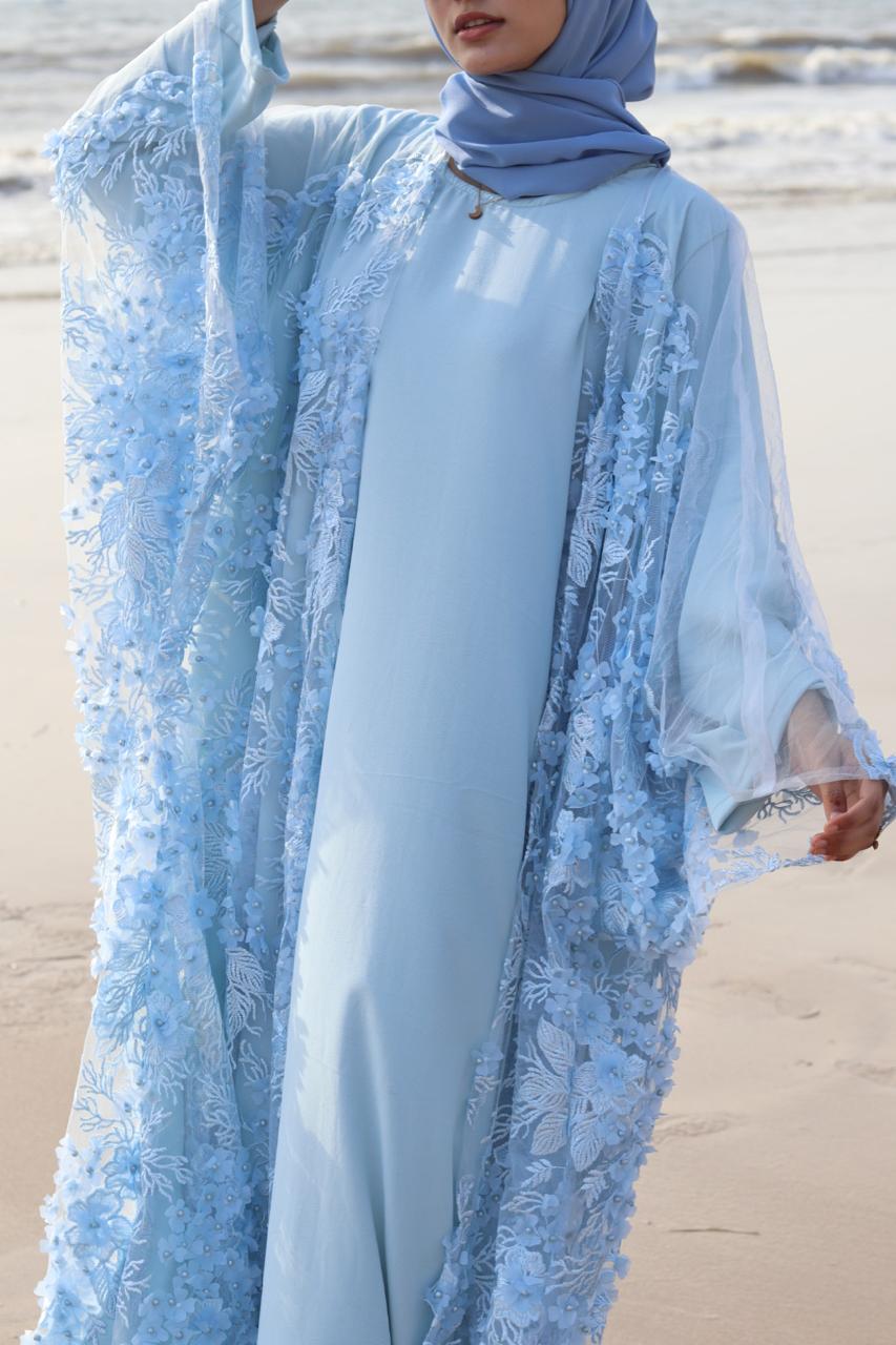Rare Gems Shrug - baby blue (Inner slit & hijab not included)