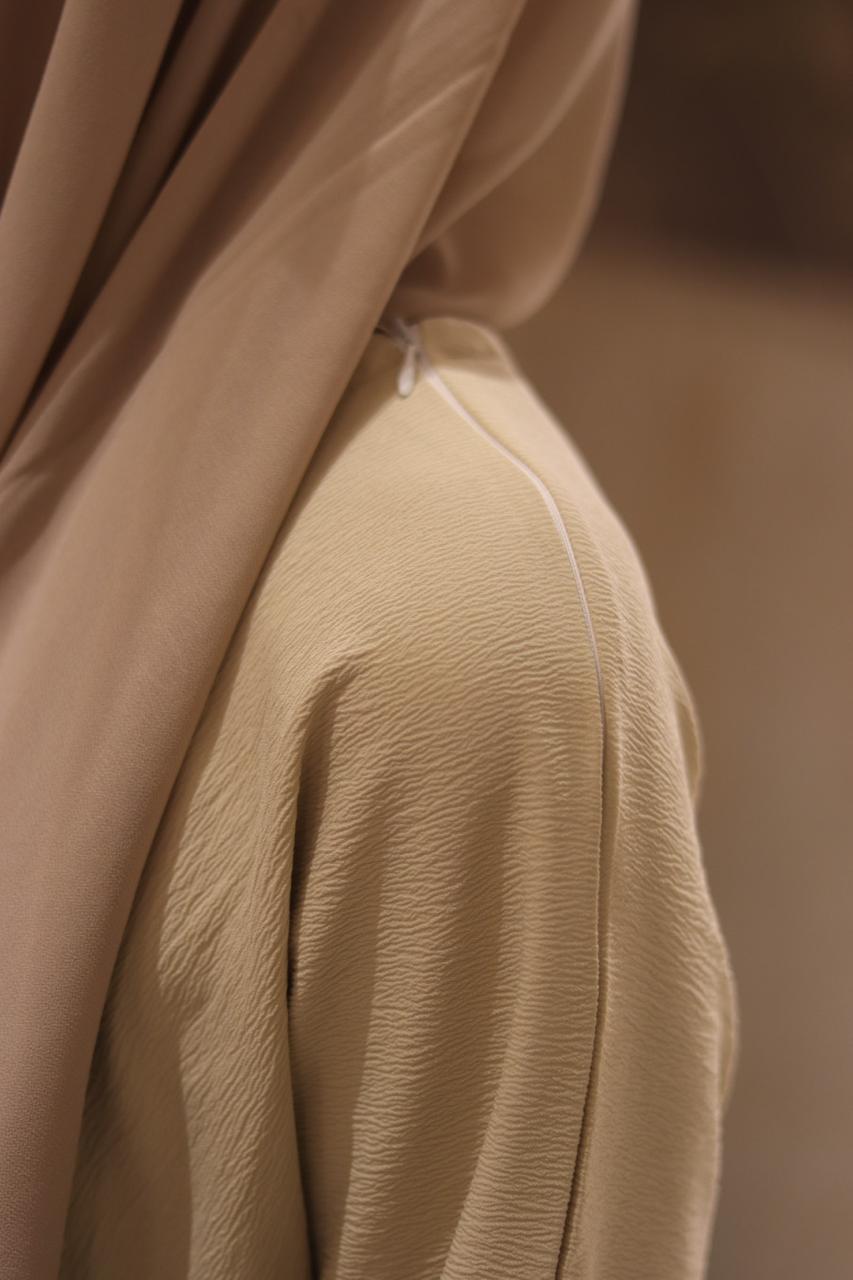 smart abaya - beige (with pockets, zip, button) hijab not included