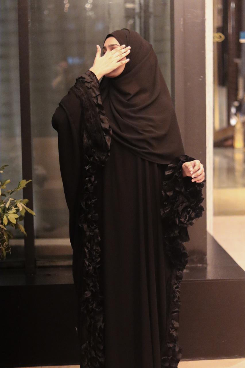 Georgette Frill kaftan Abaya with hijab