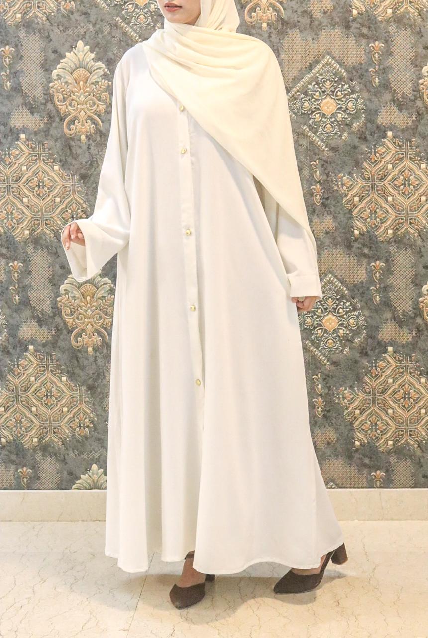 White buttoned Abaya (without hijab)