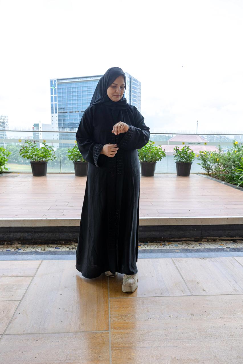 Black beaded abaya (with Hijab)