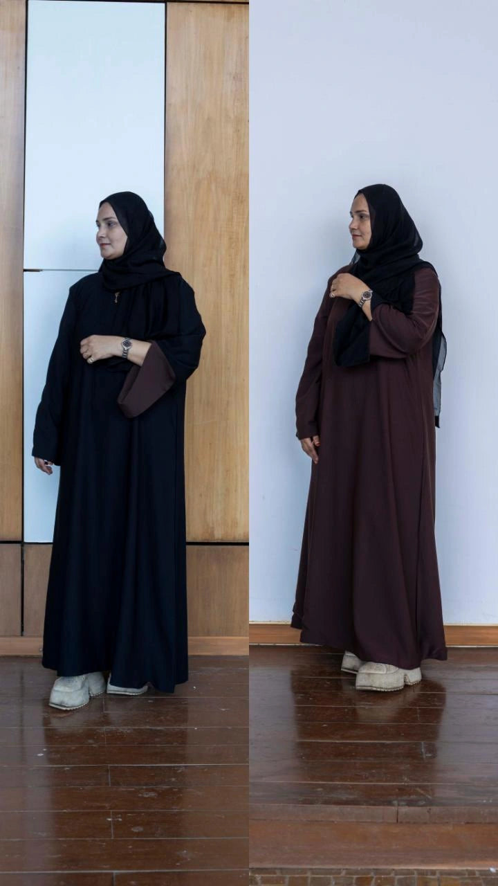 2-in-1 Reversible abaya – Brown & black