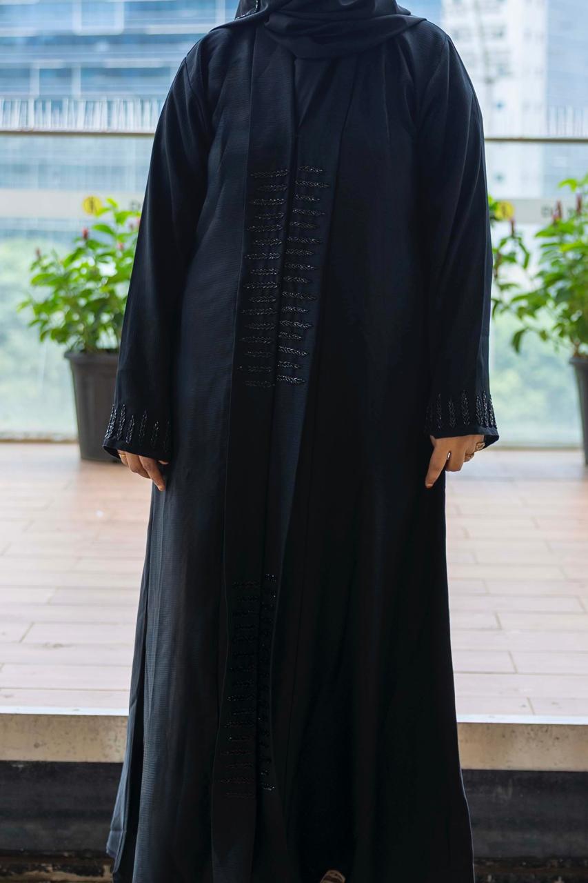 Black beaded abaya (with Hijab)