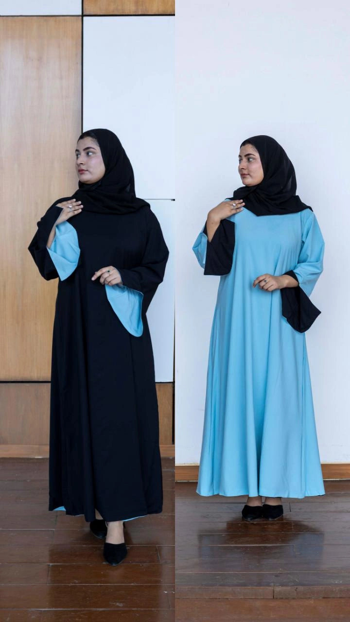 2-in-1 Reversible abaya – Black & blue